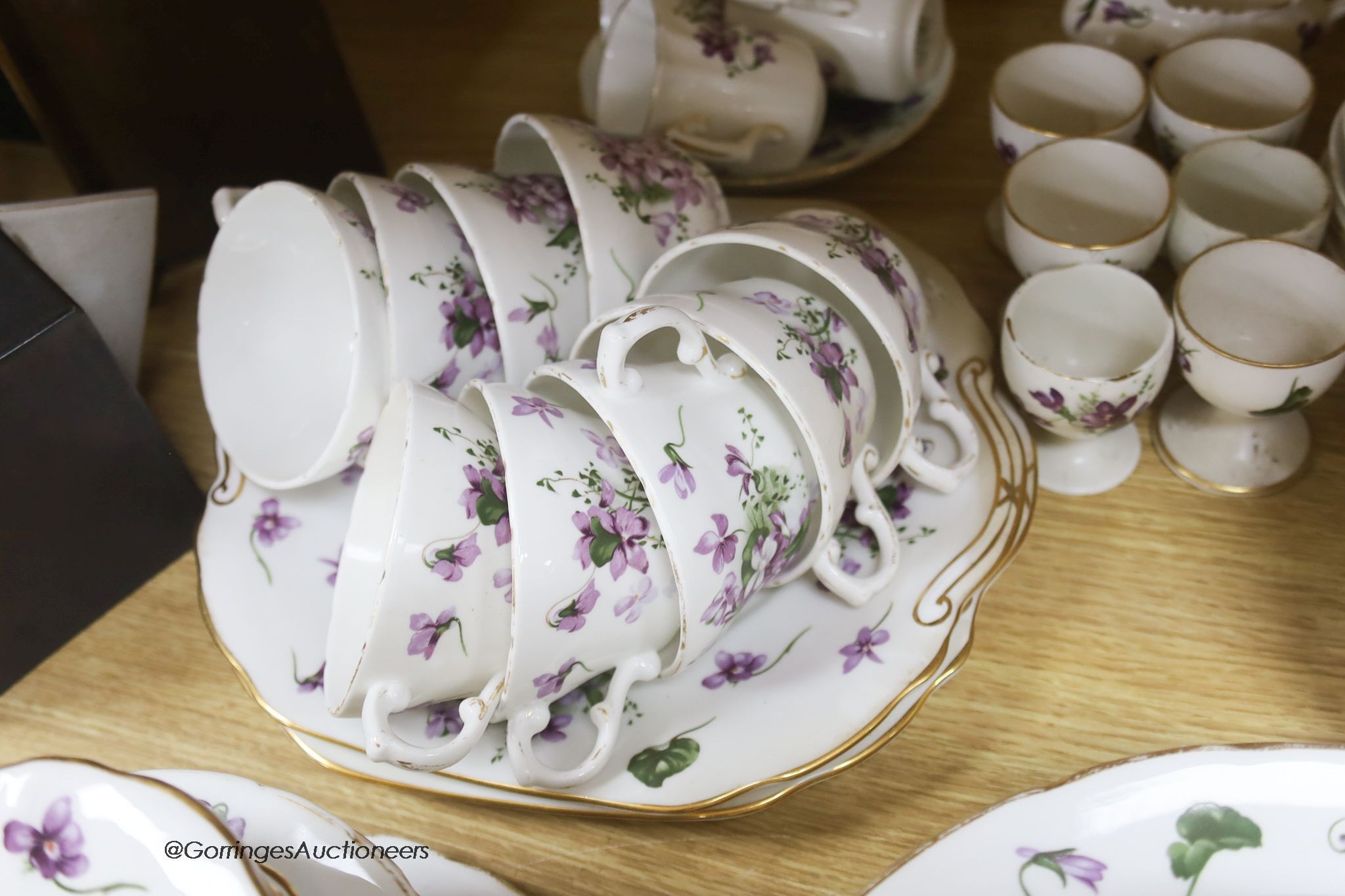 A Hammersley 'Violet' pattern fine bone china part tea service